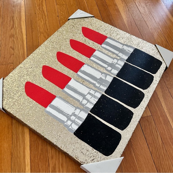 Colleen Karis Designs - Gold Glitter Red Lipstick artwork, canvas, BRAND NEW!!! - Picture 9 of 12